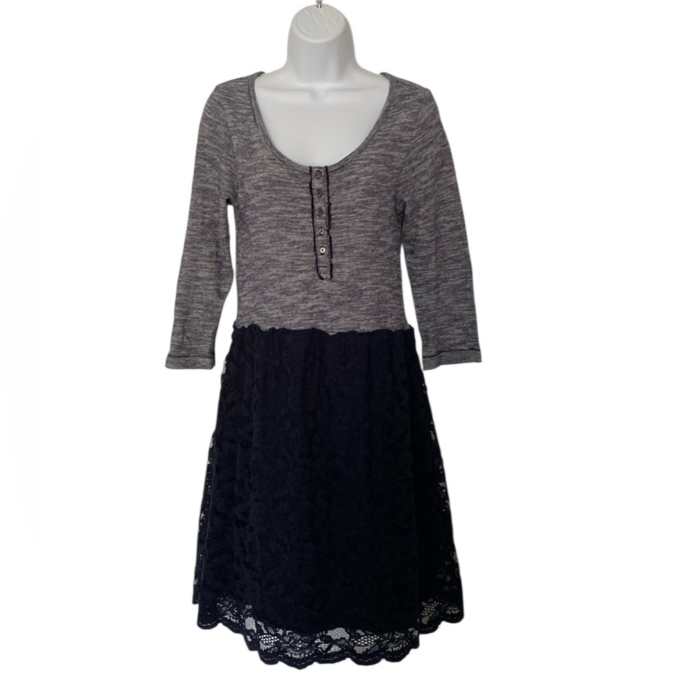 Anthropologie Lilka Marya Navy Blue Stripe Scoop Neck Henley Dress S